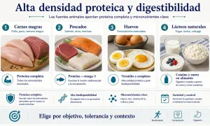 Lácteos naturales como el yogur y el queso son una excelente fuente de proteína, además de carnes, pescados y huevos.