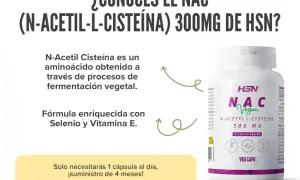 Descubre el NAC de HSN: N-Acetil L-Cisteína 300mg, vegano, con Selenio y Vitamina E. Conoce sus propiedades y contraindicaciones.