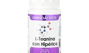 Frasco de L-Teanina con Hipérico. Descubre l-teanina para que sirve: promueve la relajación y el bienestar.