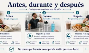Hombre comiendo avena con frutas. La imagen explica qué comer antes de salir a correr: carbohidratos para energía sin pesadez.