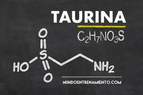 Fórmula química de la taurina, C₂H₇NO₃S, con su estructura molecular.