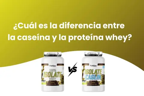 Dos botes de proteína, uno de whey y otro de caseína, para comparar sus usos.