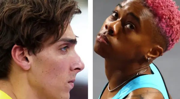 Atletas en la línea de salida del Mundial de Atletismo en Beijing.