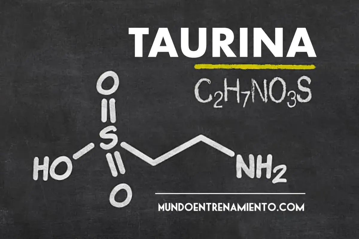 Fórmula química de la taurina, C₂H₇NO₃S, con su estructura molecular.