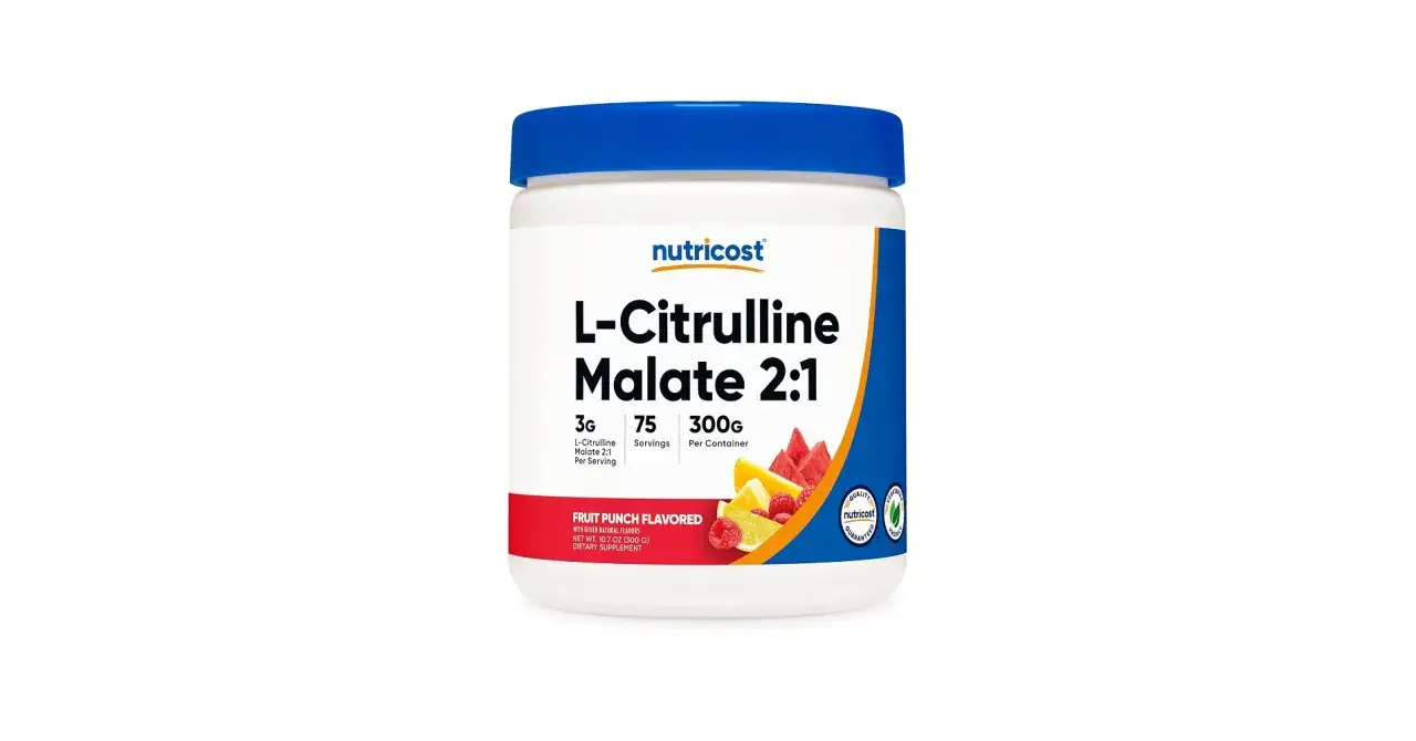 Bote de L-Citrulline Malate 2:1 sabor Fruit Punch. Información sobre citrulina malato efectos secundarios y beneficios.