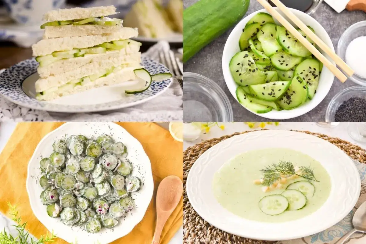 Disfruta los beneficios de cenar pepino con estas deliciosas preparaciones: sándwiches, ensalada cremosa, gazpacho y rodajas con semillas.
