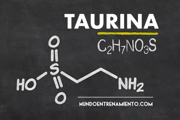 Fórmula química de la taurina, C₂H₇NO₃S, con su estructura molecular.