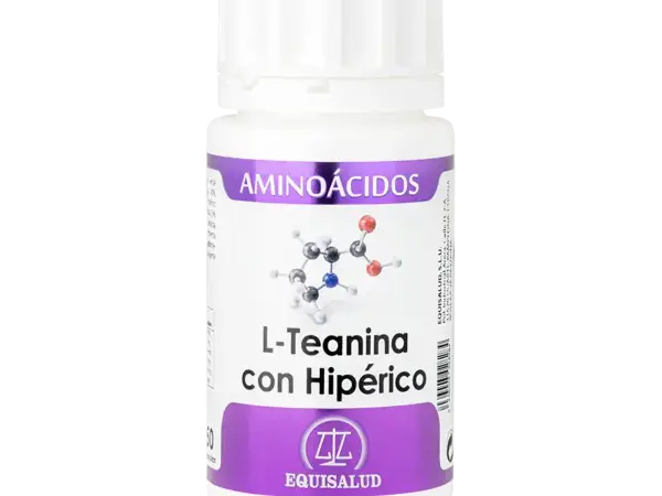Frasco de L-Teanina con Hipérico. Descubre l-teanina para que sirve: promueve la relajación y el bienestar.