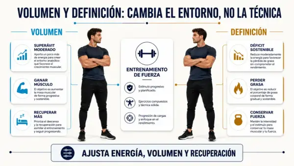 Hombres musculosos explican la **dieta volumen** y definición, enfocándose en ganar músculo, recuperación y entrenamiento de fuerza.